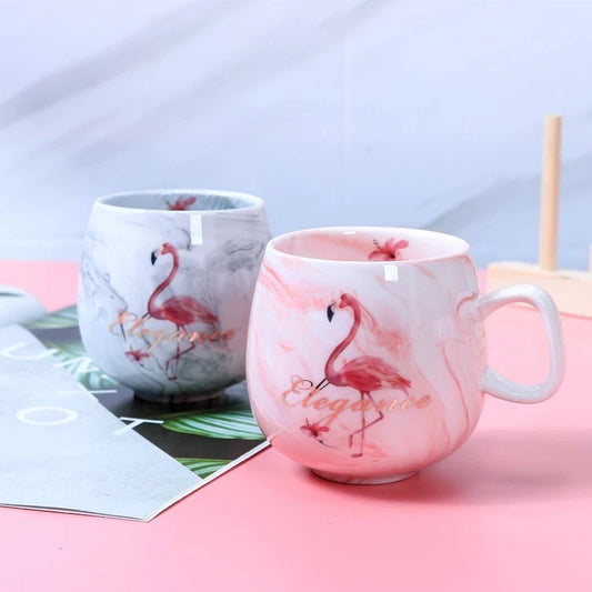 Creative Flamingo Marble Ceramic Mug