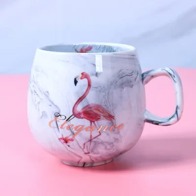 Creative Flamingo Marble Ceramic Mug