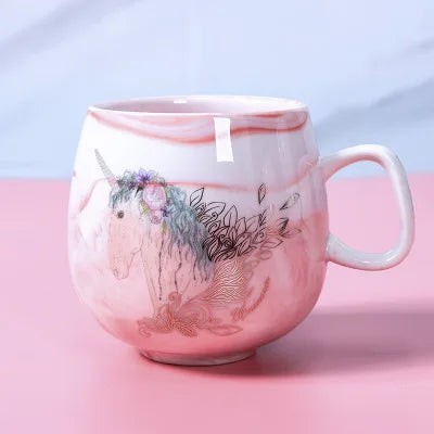 Creative Flamingo Marble Ceramic Mug