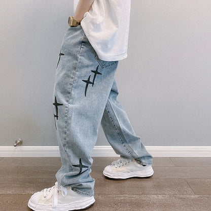 Prints Jeans Streetwear Baggy Wide Leg