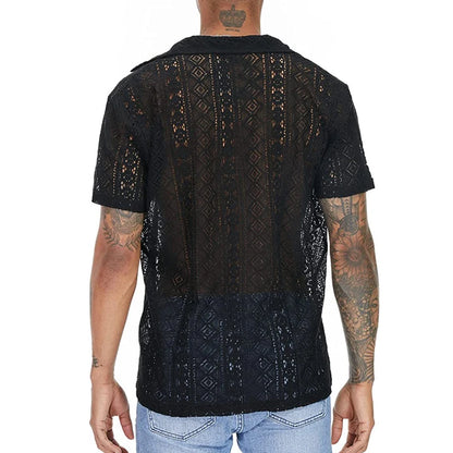 Short-Sleeve Hollow-Out Lace Shirt