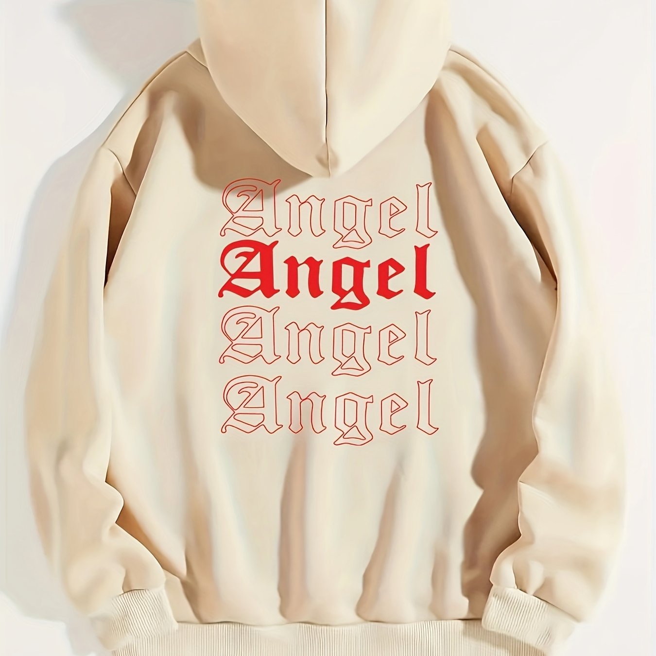 Angel Print Drawstring Hoodie