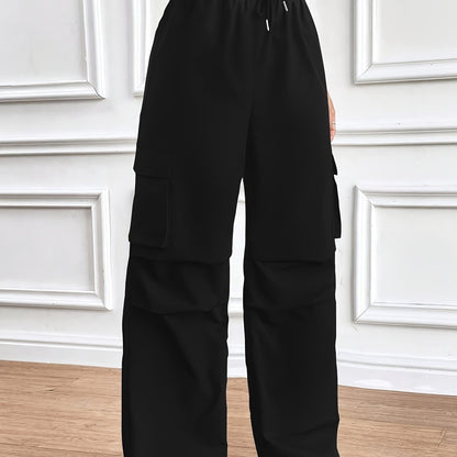 Flap Pockets Wide Leg Pants