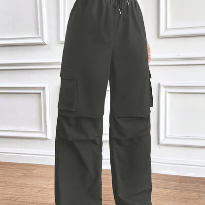 Flap Pockets Wide Leg Pants