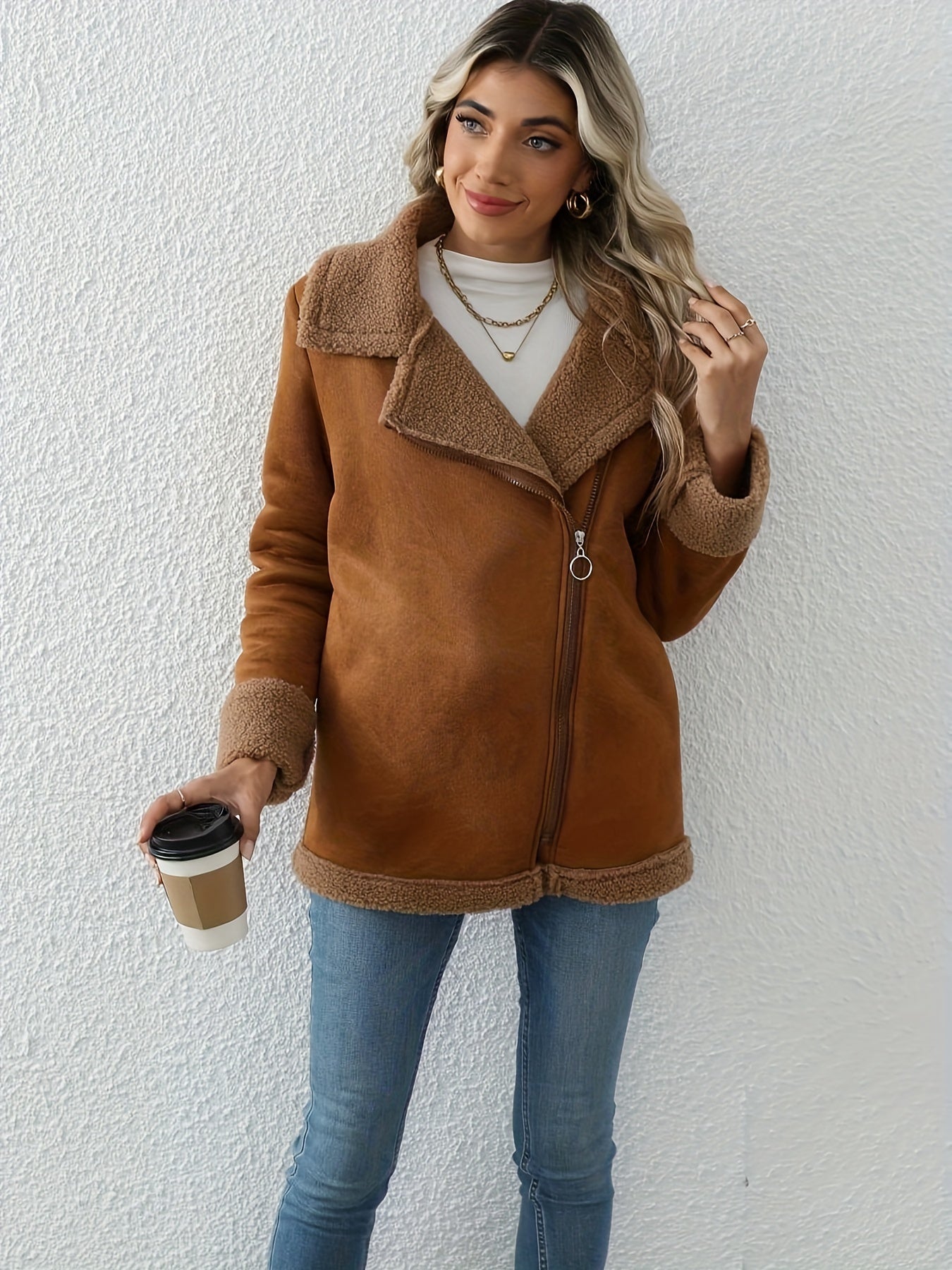 Elegant Faux Suede Jacket