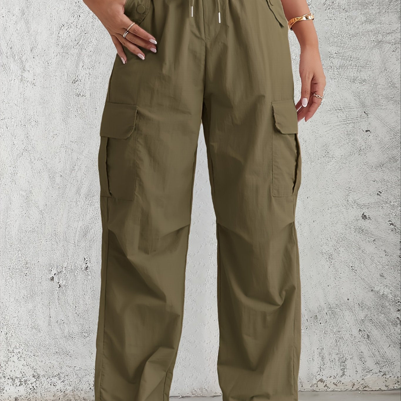 Flap Pockets Straight Leg Cargo Pants