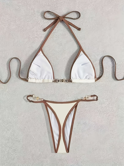 Ladies' Fashionable And Sexy Solid Color Bikini Set