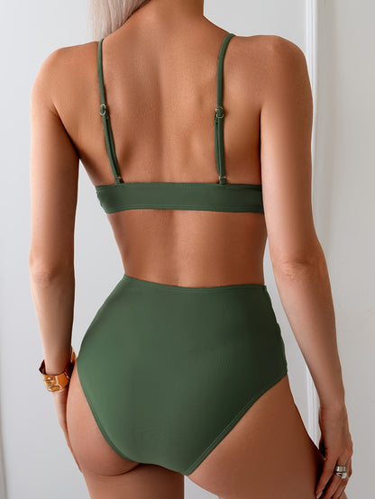 Fashionable Solid Color Body-Hugging Slimming Sexy Two-Piece Swimsuit