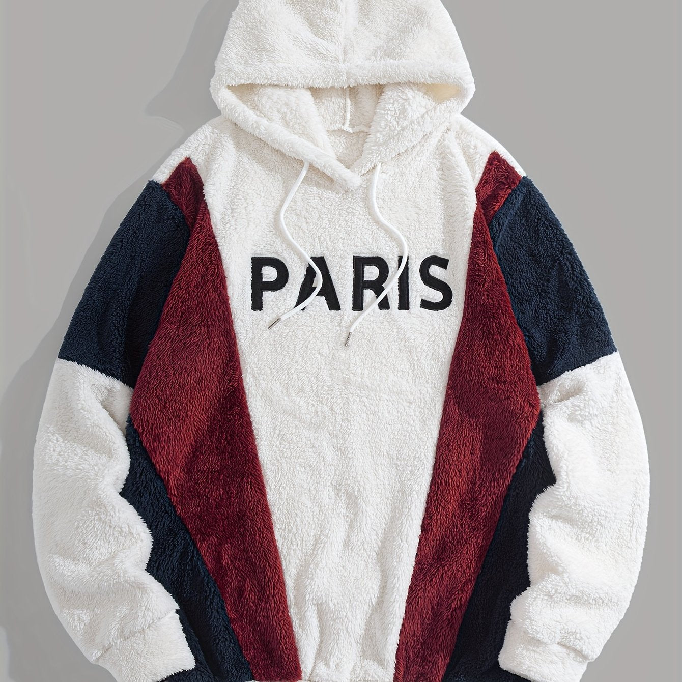 Thickened Double-Sided Plush Color-Blocked Hoodie