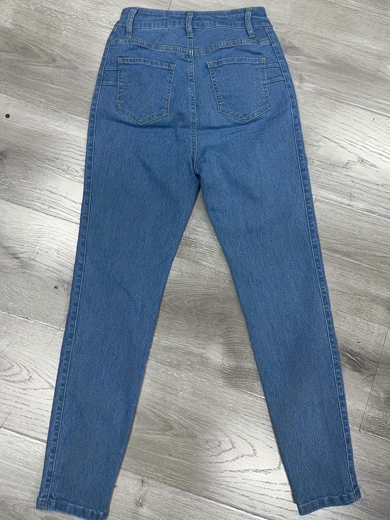 High-Waist Stretch Denim Jeans in Deep Blue