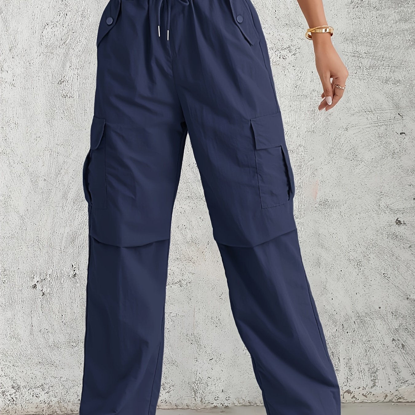 Flap Pockets Straight Leg Cargo Pants