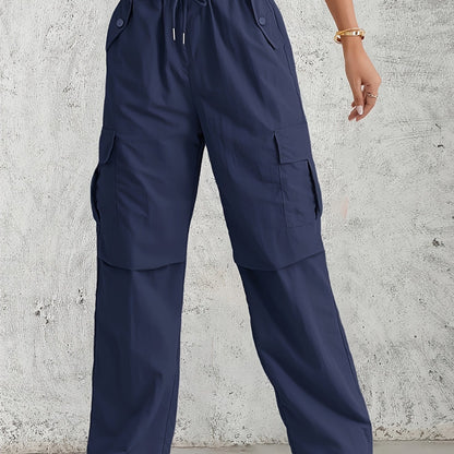 Flap Pockets Straight Leg Cargo Pants