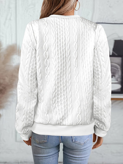 Textured Zipper Pullover Sweatshirt