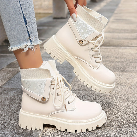 Fashionable Lace-Up Ankle Boots