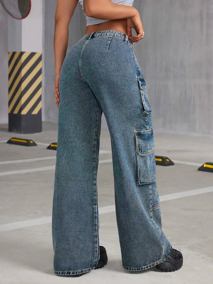 Casual Denim Cargo Jeans