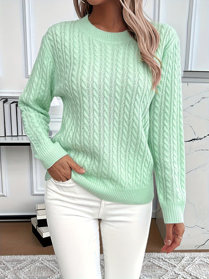 Cable Knit Crew Neck Sweater