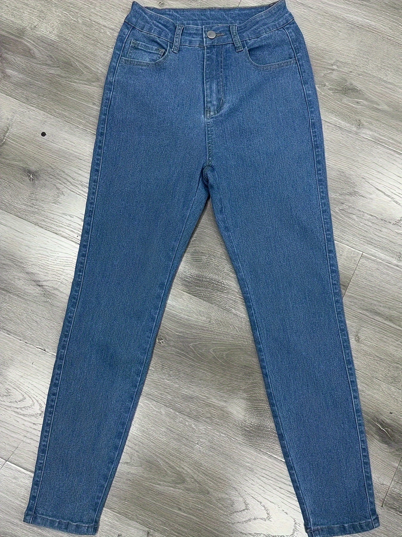 High-Waist Stretch Denim Jeans in Deep Blue