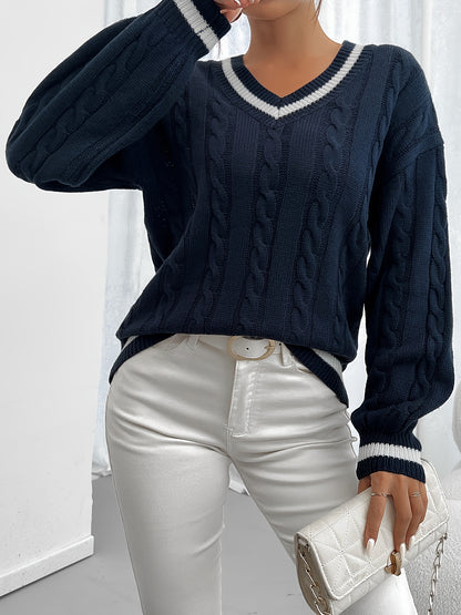 Elegant V-Neck Acrylic Sweater