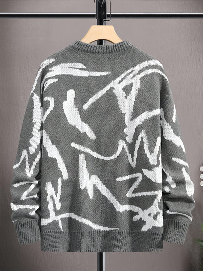 Geometric Graphic Print Knitted Pullover