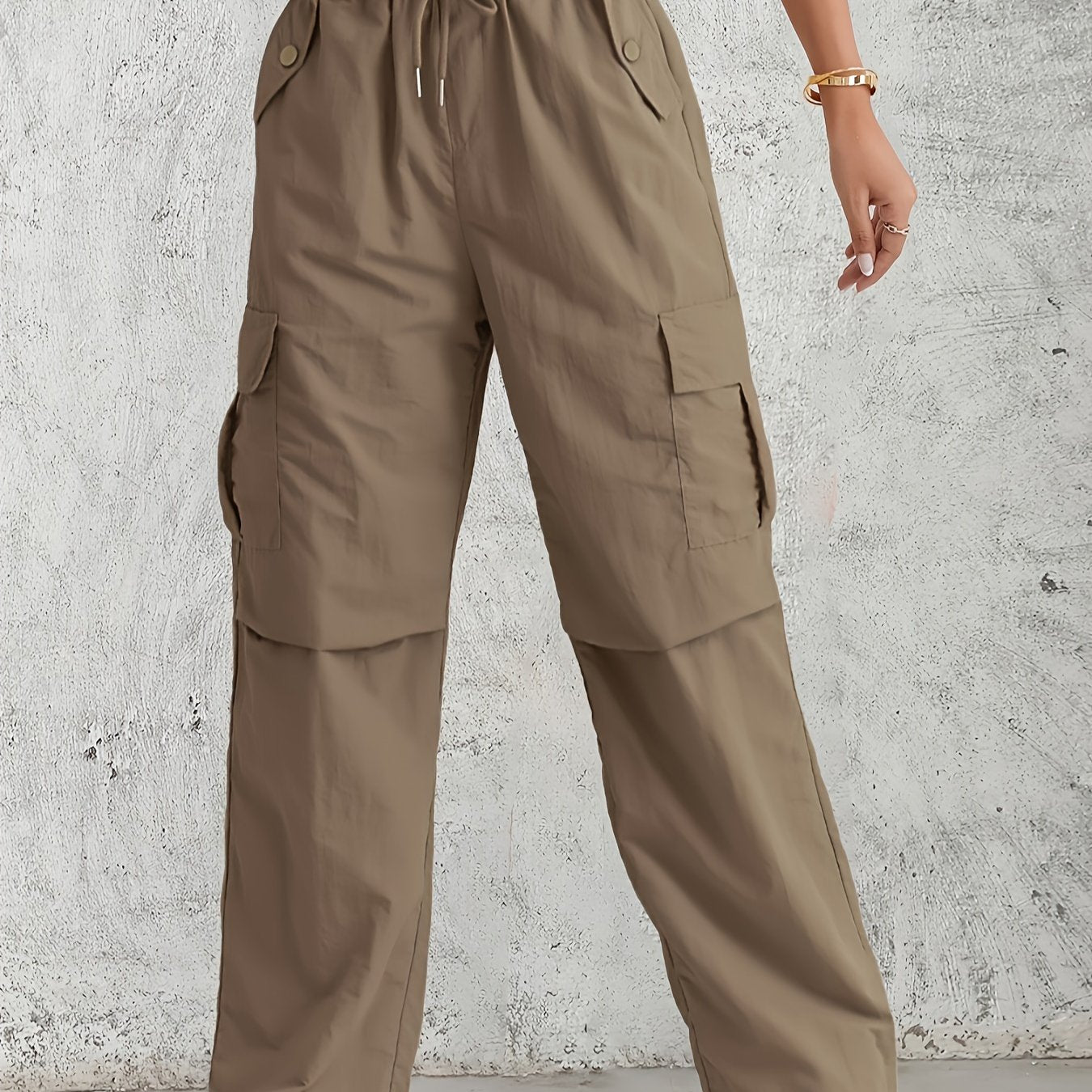 Flap Pockets Straight Leg Cargo Pants