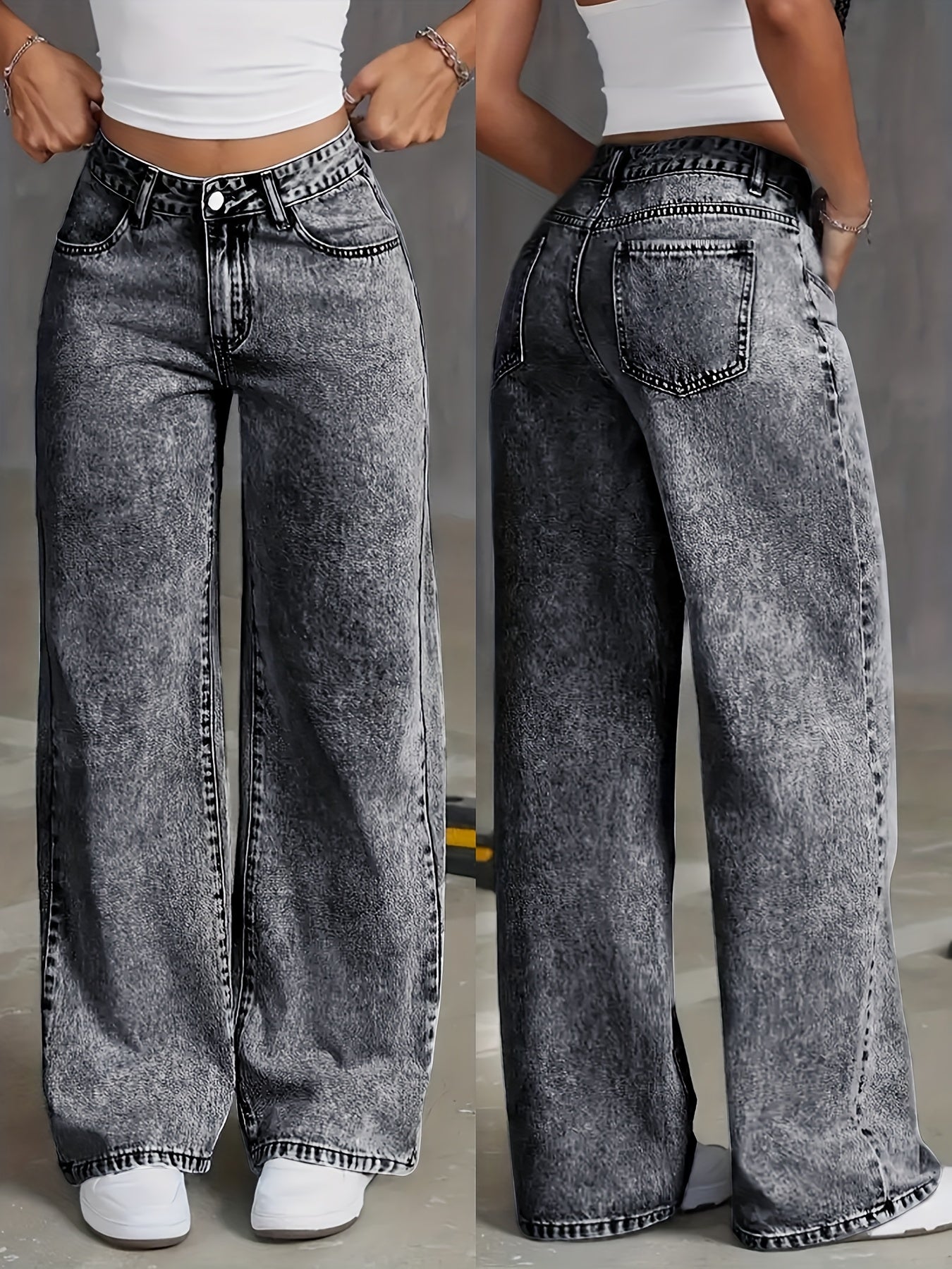 Fashion High-Waist Straight Leg Jeans