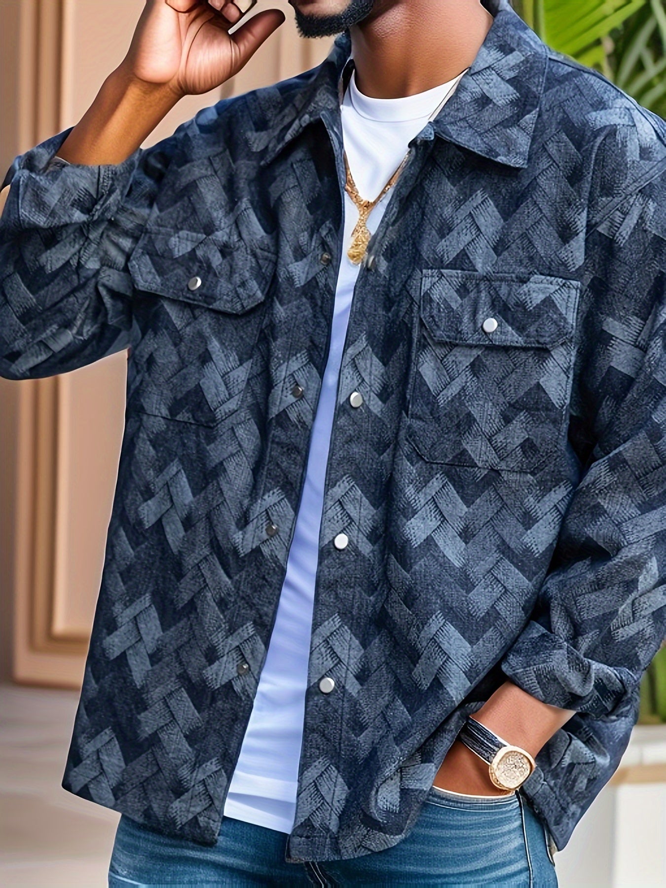 Casual Jacquard Denim Jacket