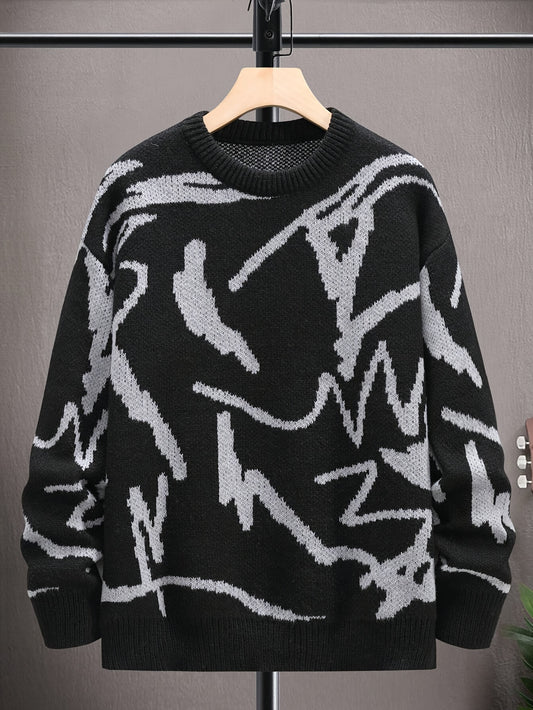 Geometric Graphic Print Knitted Pullover