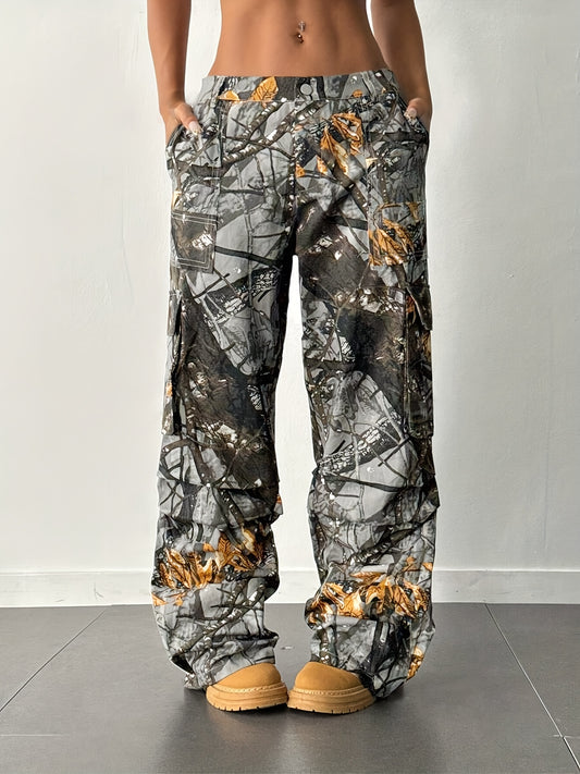 Camo Print Straight Leg Pants