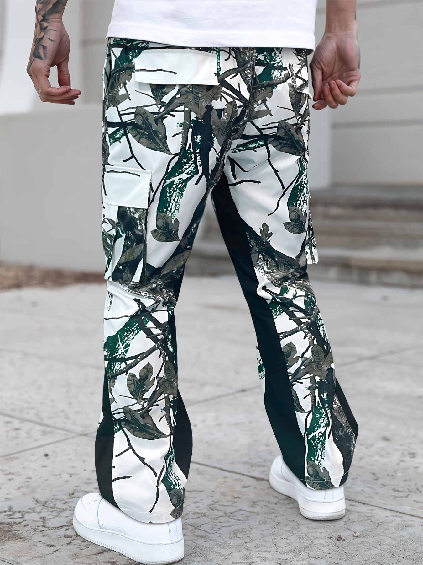 Versatile Neutral Style Patchwork Camouflage Pants