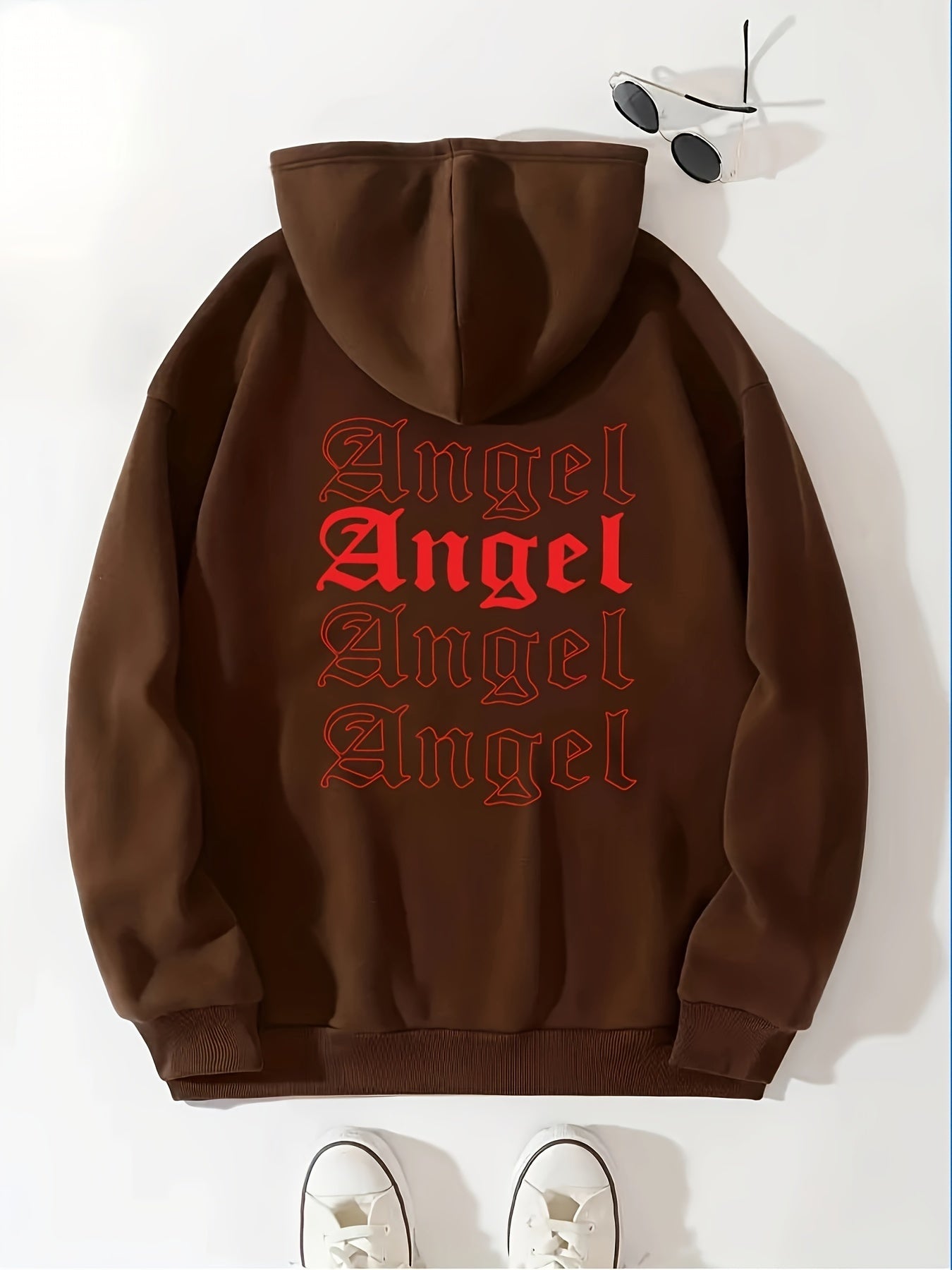 Angel Print Drawstring Hoodie