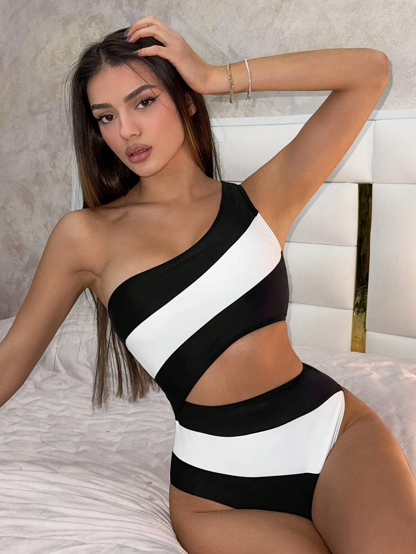 One Piece Cut Out High Waisted Swimsuit