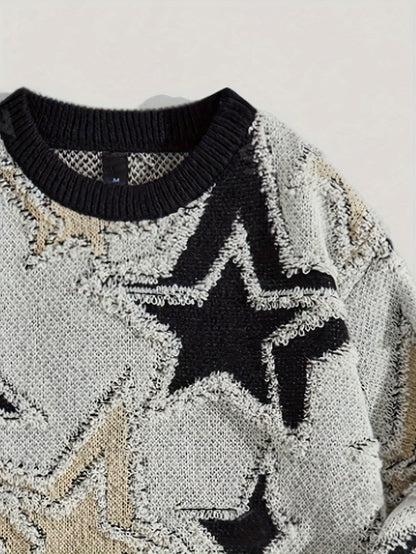 Vintage Star Pattern Viscose Sweater