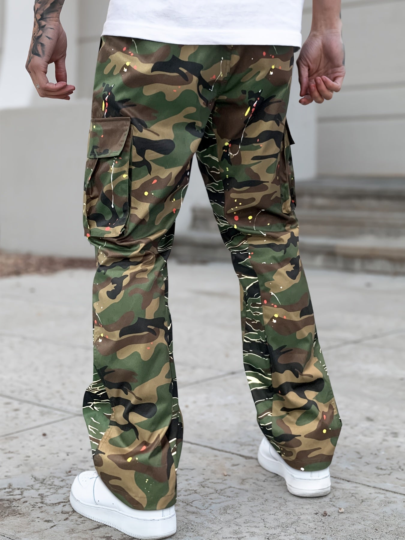 Versatile Neutral Style Patchwork Camouflage Pants