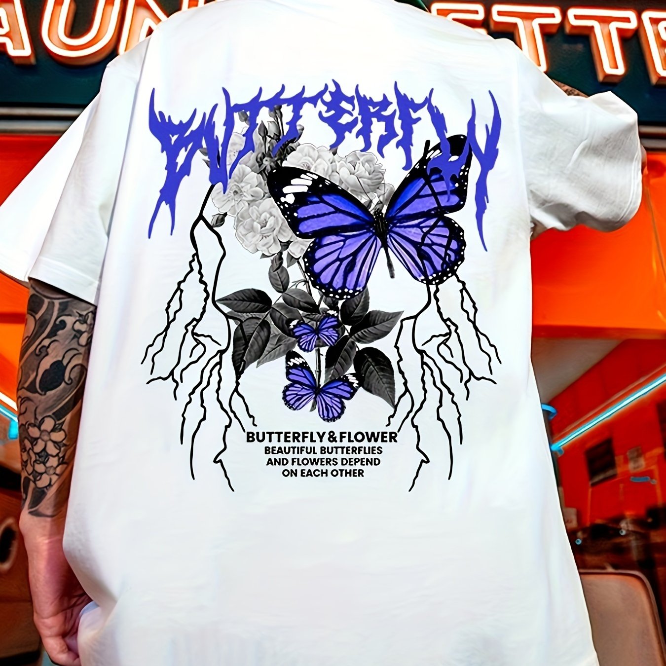 Gothic Butterfly Print T-Shirt