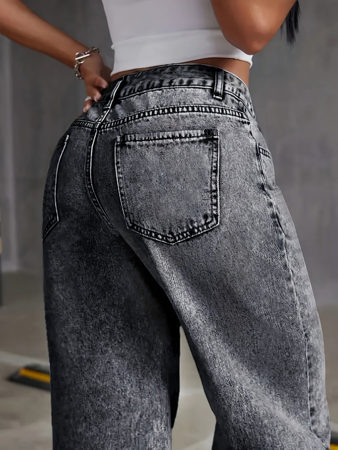 Fashion High-Waist Straight Leg Jeans