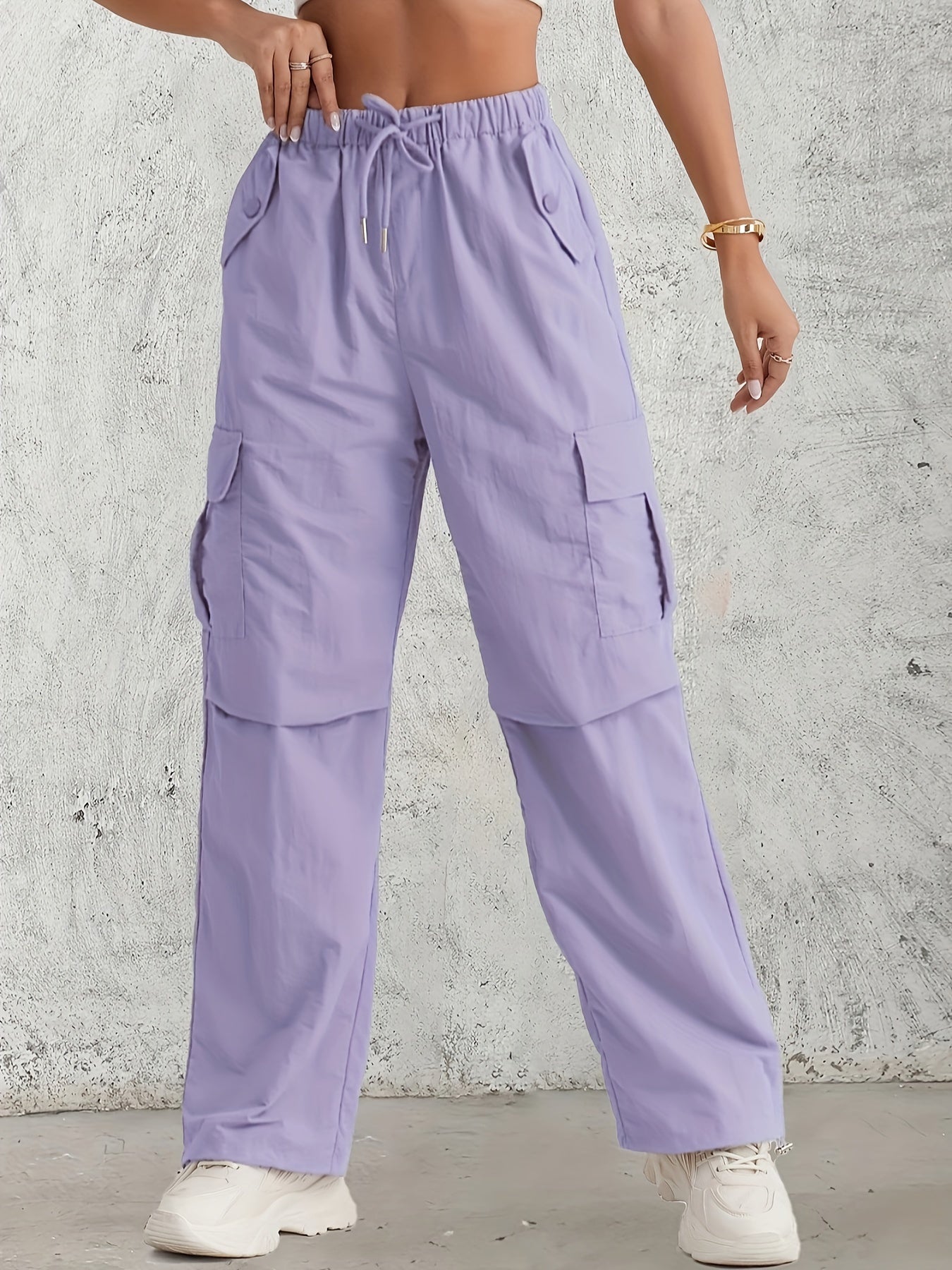 Flap Pockets Straight Leg Cargo Pants