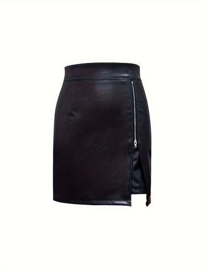 Stylish High Waist Leather Skirt