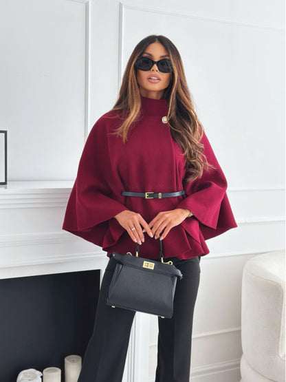 Stand Collar Batwing Sleeve Cloak Jacket