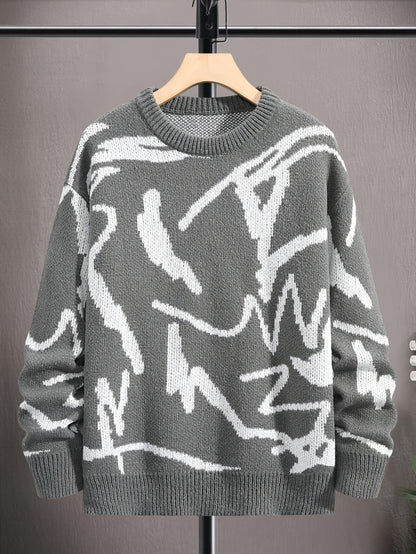 Geometric Graphic Print Knitted Pullover