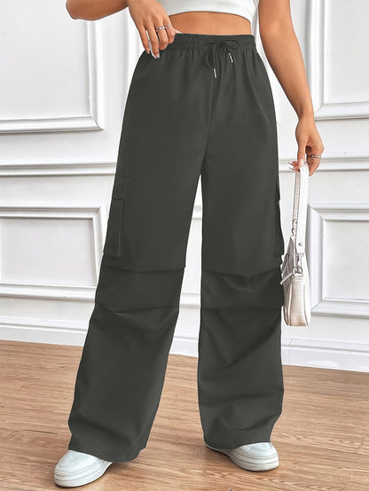 Flap Pockets Wide Leg Pants