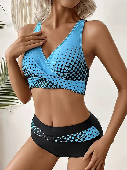 Fashion Sexy High-Stretch Digital Print Bikini Set